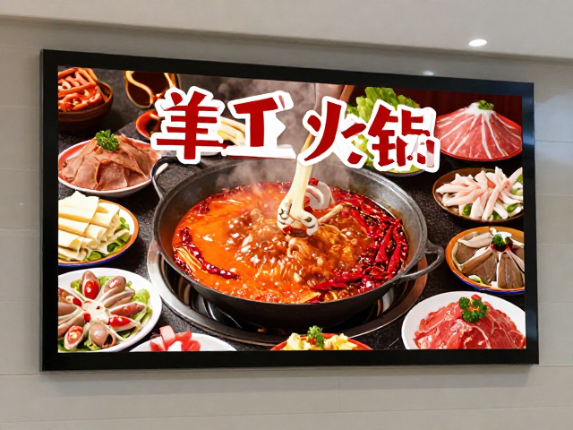 火锅餐饮海报设计灵感,融合商场广告屏与中餐视觉美学