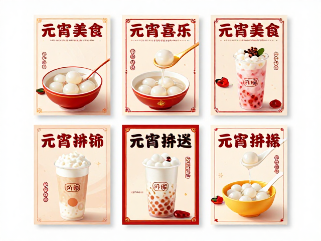 元宵美食海报设计灵感,招牌菜推荐与奶茶甜品海报创意合集