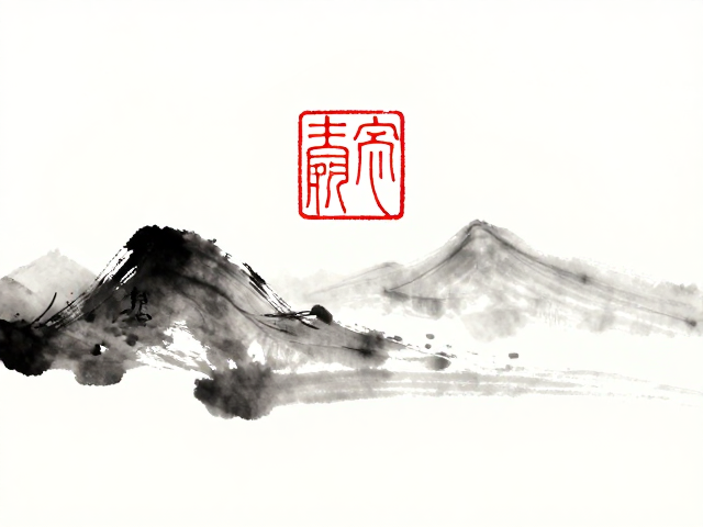 水墨、印章与山形纹的融合技法