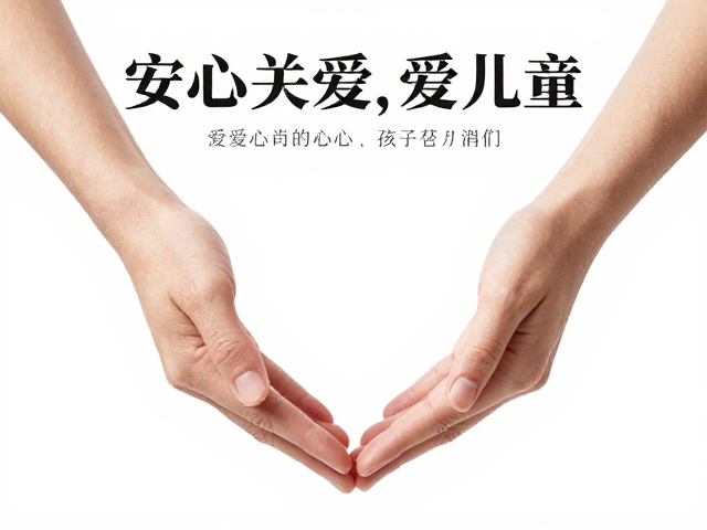 爱心公益海报设计，双手呵护关爱儿童，传递温暖正能量