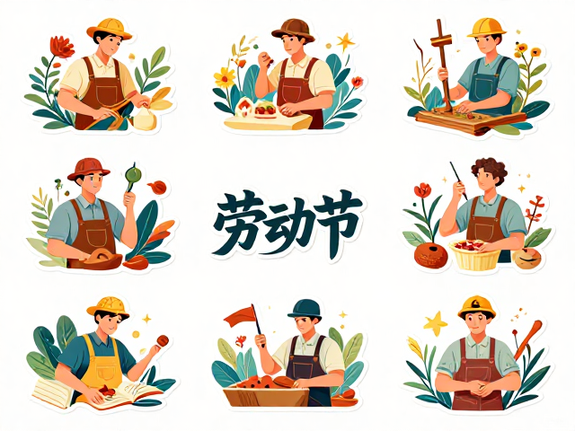 劳动节国风贴纸素材,打造爆款短视频封面设计灵感