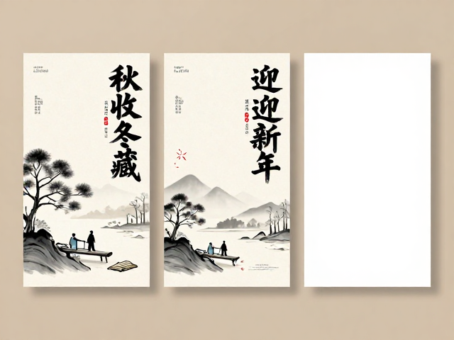模板三:墨韵冬景与静谧书写的意境营造