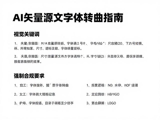 AI矢量源文件字体转曲与尺寸规格标注指南