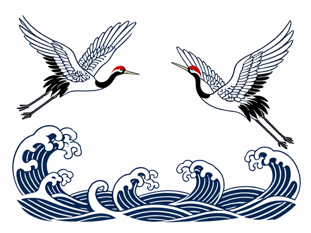 古风篆刻风仙鹤波浪纹设计灵感,打造国风美学爆款素材