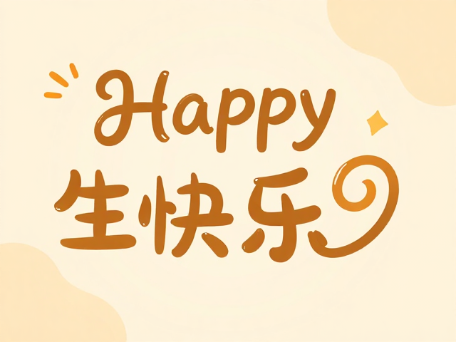 暖色系生日祝福海报设计，独特艺术字营造温馨氛围