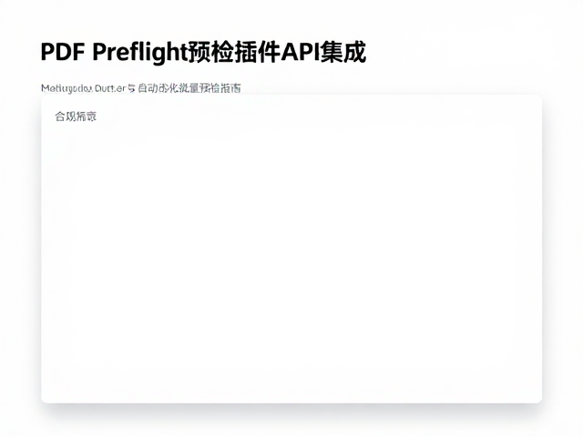 PDF Preflight预检插件API集成与自动化批量预检指南