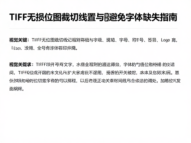 TIFF无损位图裁切线设置与避免字体缺失指南