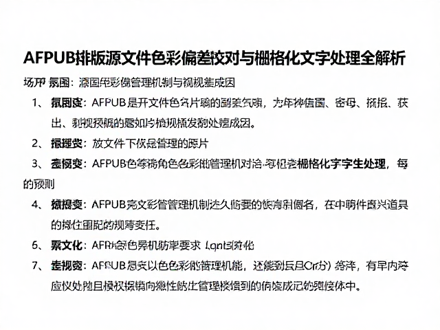 AFPUB排版源文件色彩偏差校对与栅格化文字处理全解析
