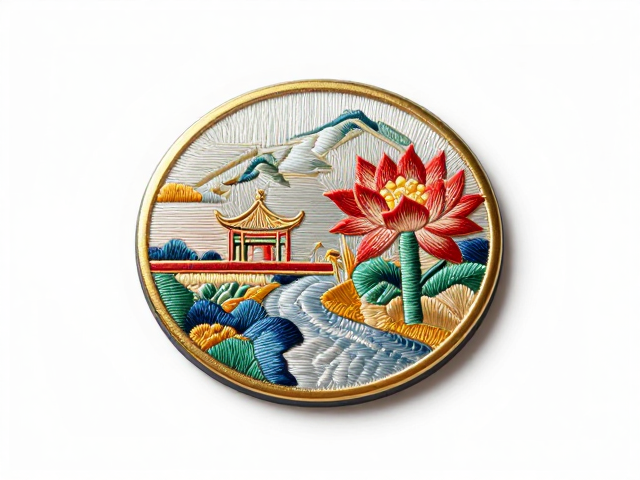 湖南湘绣立体刺绣徽章，精致浮雕感设计，尽显东方美学韵味