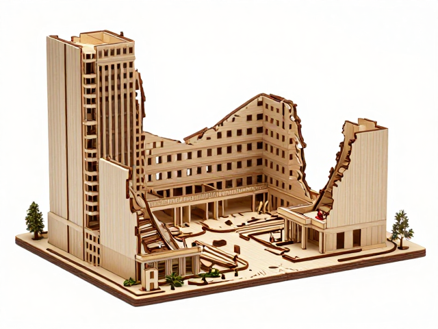 1/144 RG/PG微缩模型，用木质与树脂重现建筑废墟的极致细节