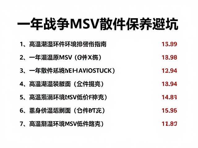 一年战争MSV散件低价避坑，高温潮湿环境保养指南