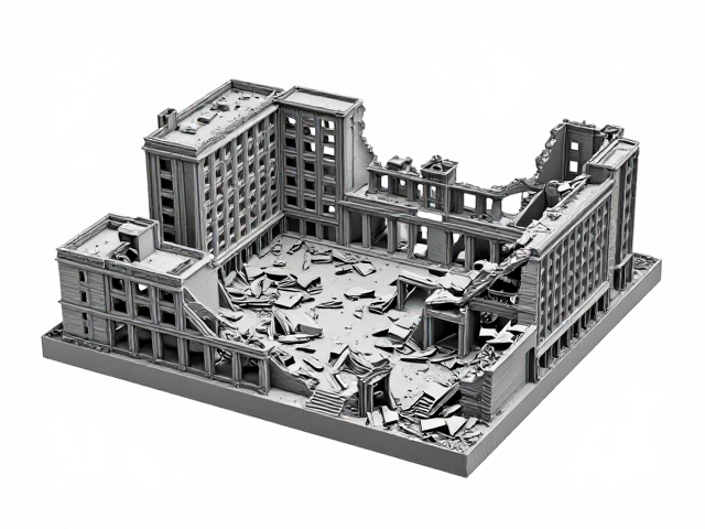建筑废墟微缩模型,高精度蚀刻片,直接插接,零胶水还原硬核细节