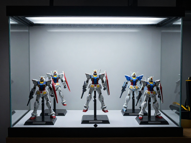 Gunpla避光防尘展示柜配专用活动底座，模型收藏新宠