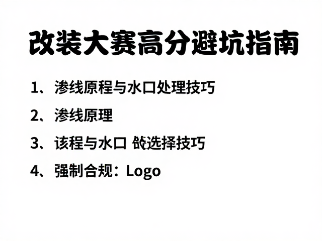 渗线教程与水口处理技巧,改装大赛高分避坑指南