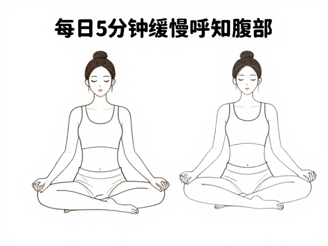 腹式呼吸入门，每日5分钟，缓慢呼气收回腹部，轻松掌握基础练习