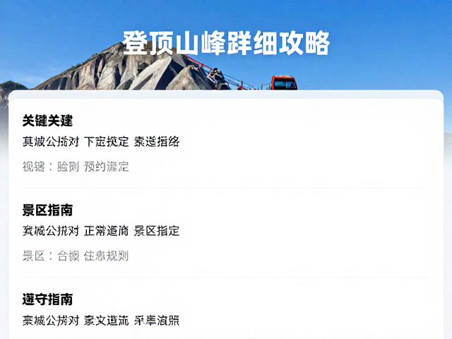 山峰登顶详细路线攻略,索道预约指南与景区规定遵守指南