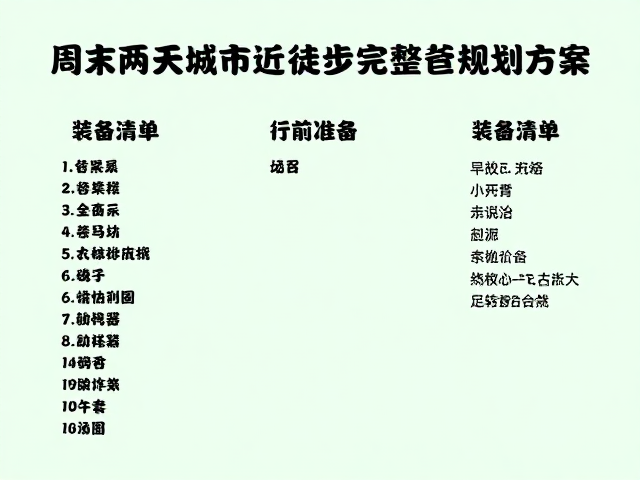 装备清单与行前准备
