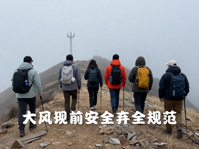 大风降温徒步登山，严格遵循缓慢上升与全程安全行为规范