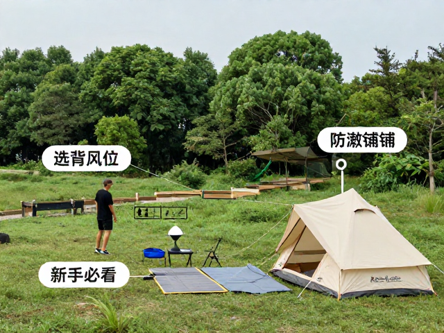 野外露营选址搭建技巧,选背风位,防潮垫铺法,新手必看