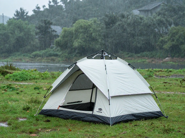 优化帐篷朝向与开口,规避风雨直灌风险