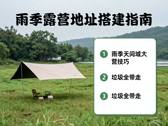 雨季露营选址搭建指南,加盖天幕技巧,垃圾全带走