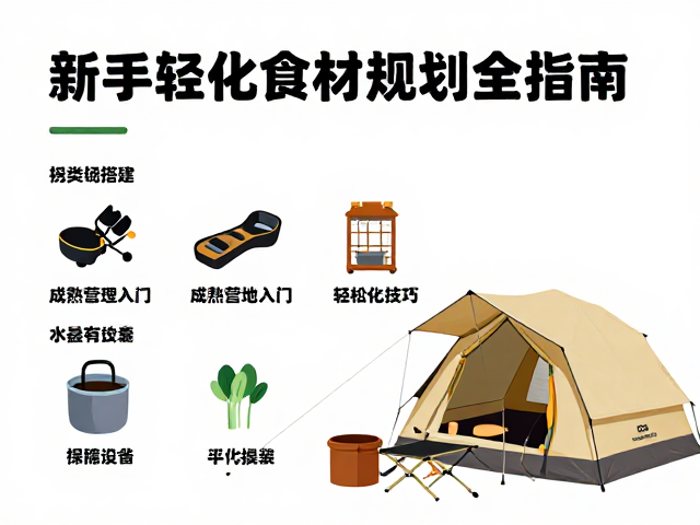 新手露营从成熟营地入门,选址搭建技巧与轻量化食材规划全指南
