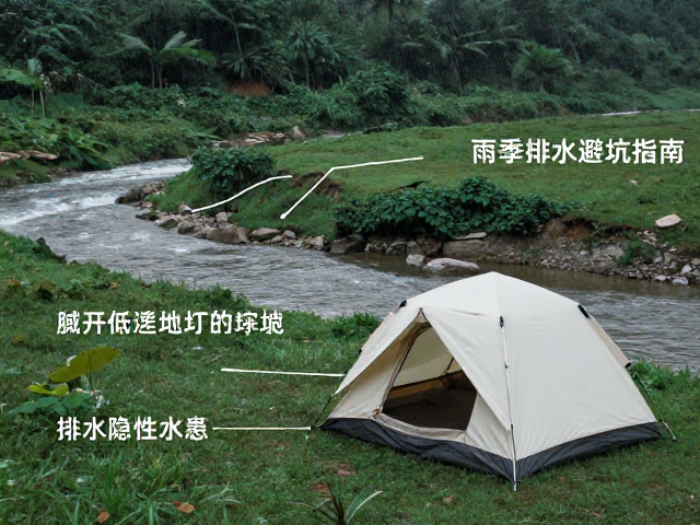 雨季野外露营选址搭建技巧,帐篷排水避坑指南