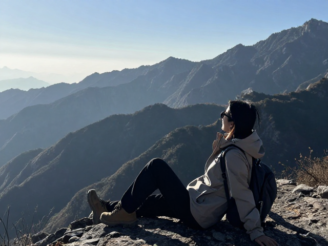 徒步登山摄影出片技巧,用曝光补偿控亮部,抓拍休息瞬间