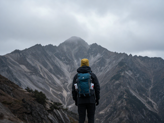 徒步登山摄影出片技巧,恶劣天气停拍,定格山峰全景