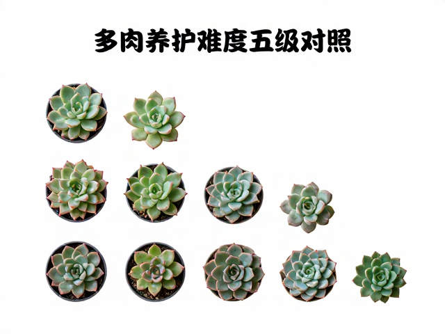 多肉养护难度五级对照，黑腐风险高？试试泥炭颗粒混合法