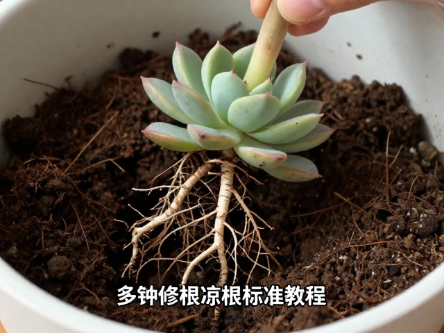 多肉修根晾根标准教程，脱盆清土与黑腐根处理全攻略