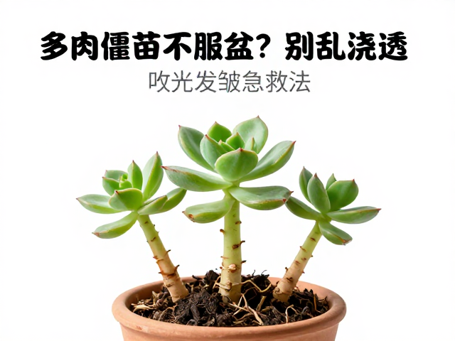 多肉僵苗不服盆？别乱浇透！散光通风养根，叶片发皱急救法