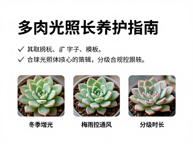 多肉光照管理，冬季增光、梅雨控通风，分级时长养护指南
