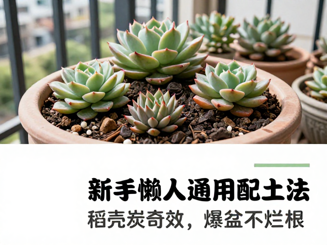 封闭阳台养多肉？新手懒人通用配土法，稻壳炭奇效，爆盆不烂根