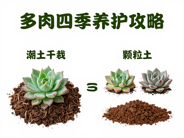 多肉四季养护攻略，潮土干栽与颗粒土配比全解析