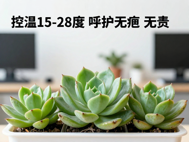 室内办公室多肉养护技巧，控温15-28度，叶片饱满无伤