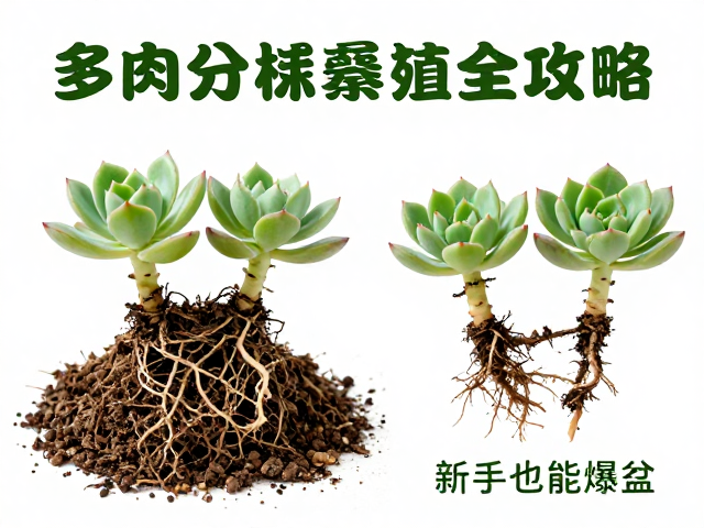 多肉分株繁殖全攻略，根系杀菌与泥炭珍珠岩配土，新手也能爆盆