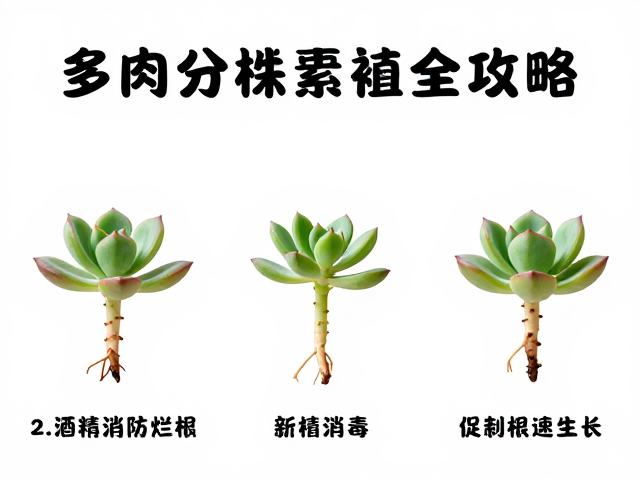 多肉分株繁殖全攻略，酒精消毒防烂根，促新根快速生长与养护