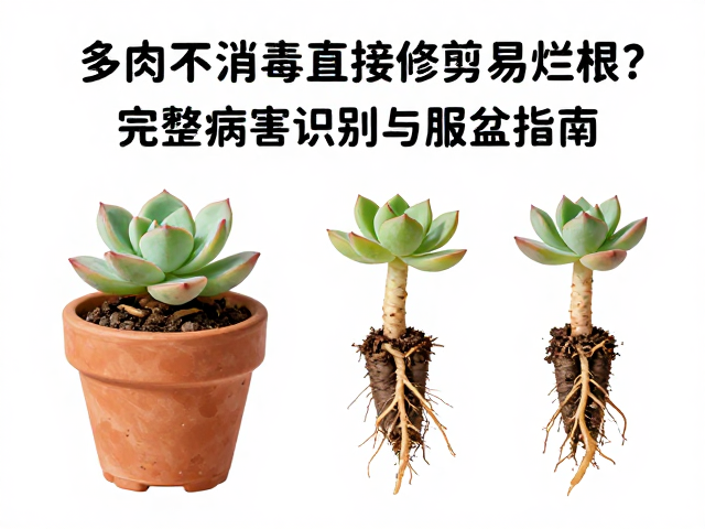多肉不消毒直接修剪易烂根？完整病害识别与服盆指南
