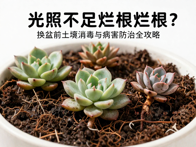 多肉光照不足烂根？换盆前土壤消毒与病害防治全攻略