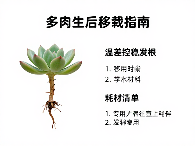 多肉生根后移栽指南，温差控稳发根，附专用工具与耗材清单