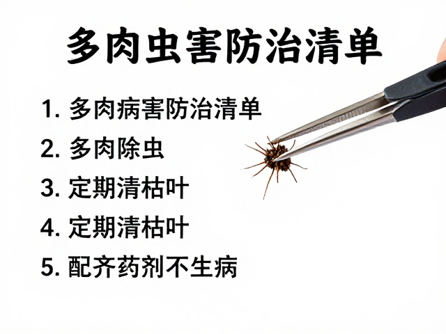 多肉病虫害防治清单，镊子除虫，定期清枯叶，配齐药剂不生病