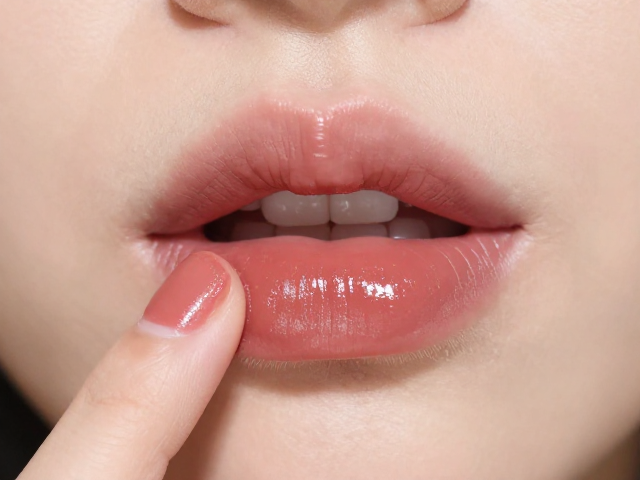 边缘晕染融合自然唇线