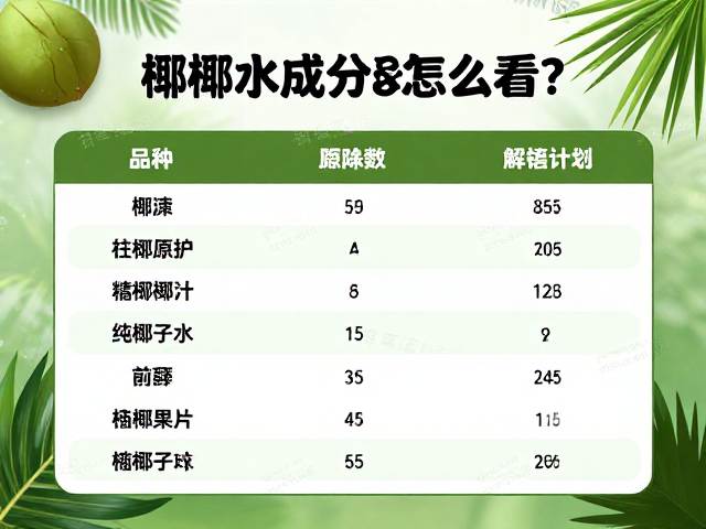 椰子水成分表怎么看?热带植物原料解析,教你挑纯椰子水