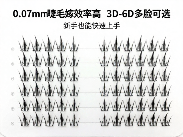 0.07mm睫毛嫁接效率高，3D-6D多簇可选，新手也能快速上手