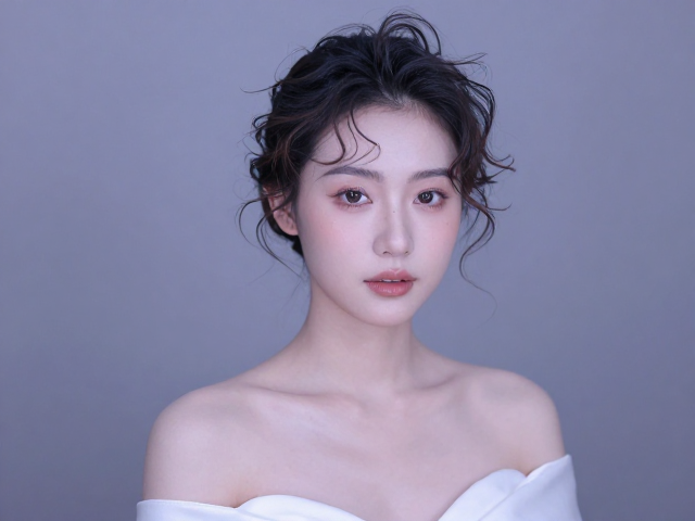 雾霾蓝浅紫配色J卷自然款，新娘跟妆高级感造型灵感