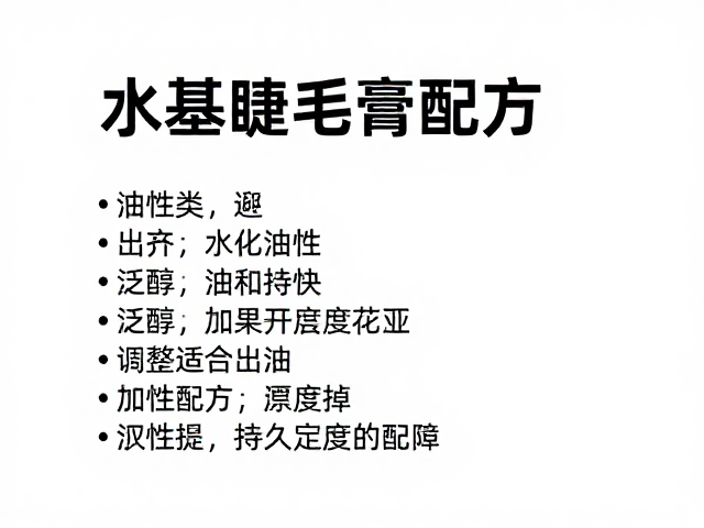 水基睫毛膏配方，避开油性，泛醇加持，持久定型不易掉