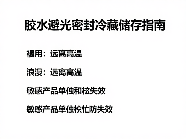 胶水避光密封冷藏储存指南，远离高温，敏感产品单独标记防失效