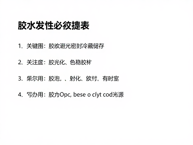 胶水避光密封冷藏储存，避免交叉污染与频繁暴露空气