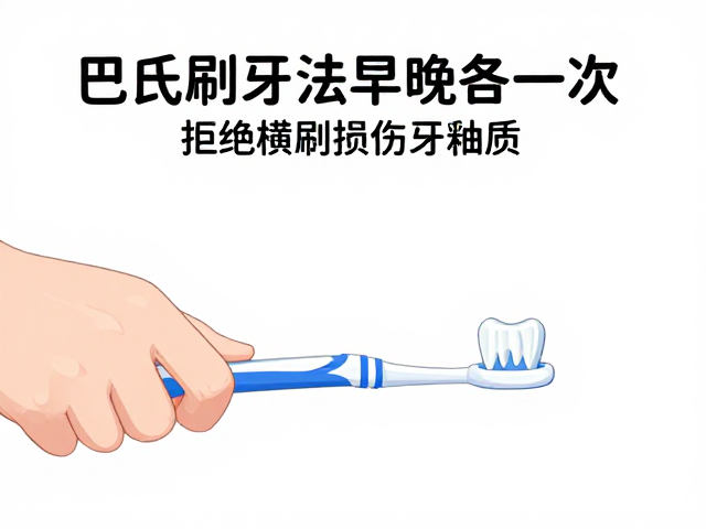 巴氏刷牙法早晚各一次,拒绝横刷损伤牙釉质